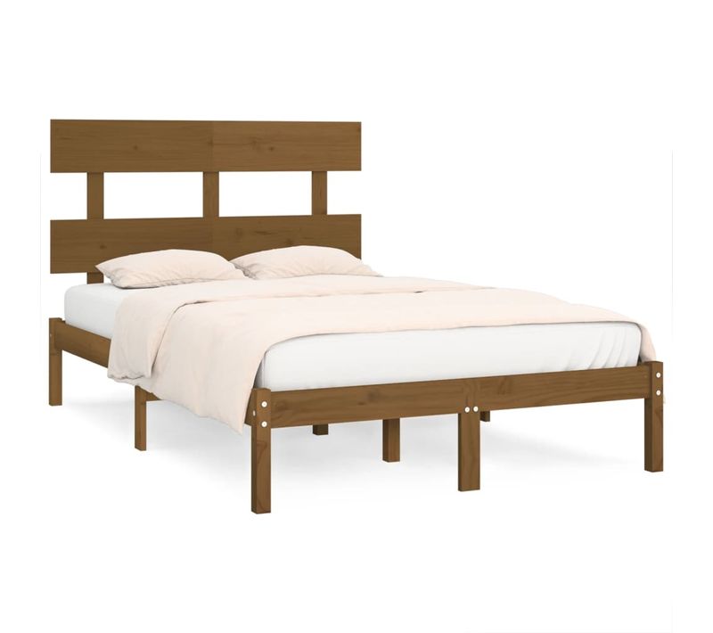 Cadre De Lit Sans Matelas Marron Miel 200x200 Cm Bois Massif