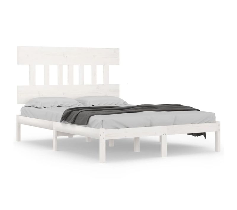 Cadre De Lit Sans Matelas Blanc 140x200 Cm Bois Massif