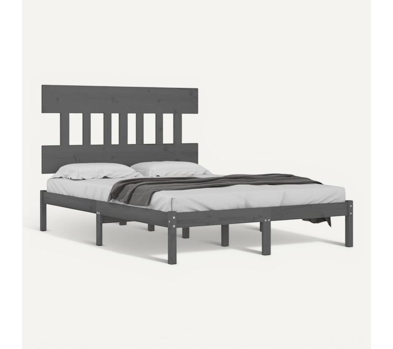 Cadre De Lit Sans Matelas Gris 200x200 Cm Bois Massif