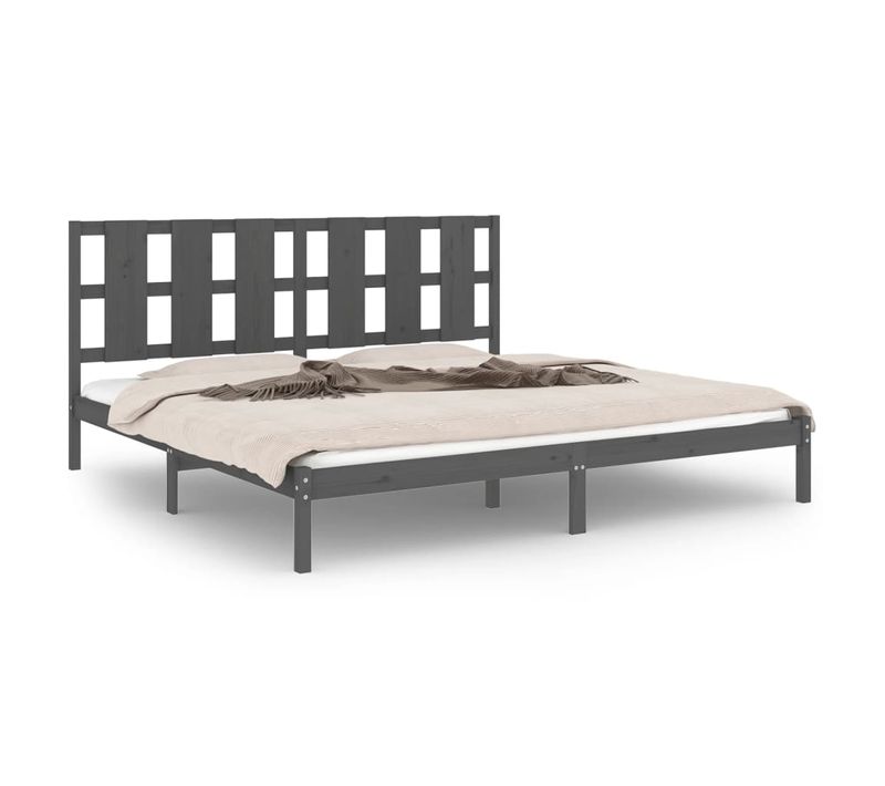 Cadre De Lit Sans Matelas Gris 200x200 Cm Bois Massif De Pin