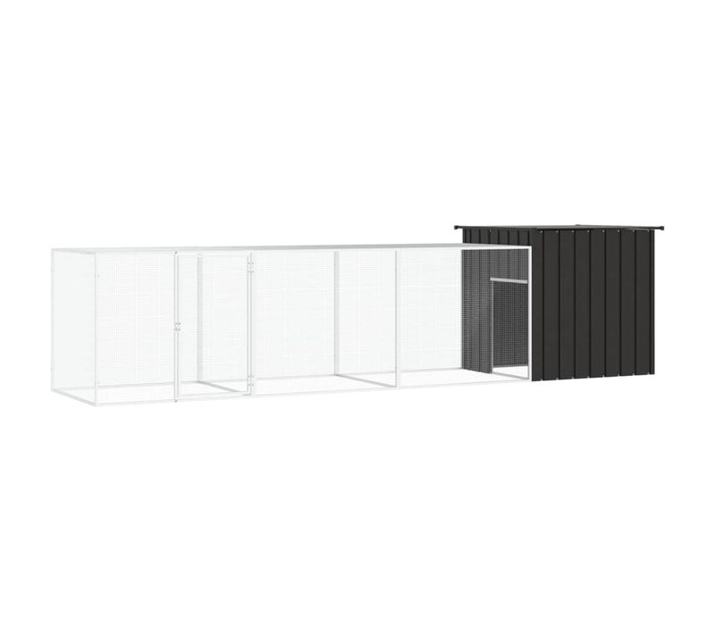 Poulailler Anthracite 400x91x100 Cm Acier Galvanisé