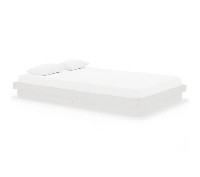 Cadre De Lit Blanc Bois Massif 120x200 Cm