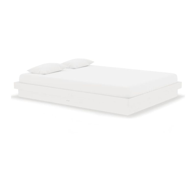 Cadre De Lit Blanc Bois Massif 140x190 Cm