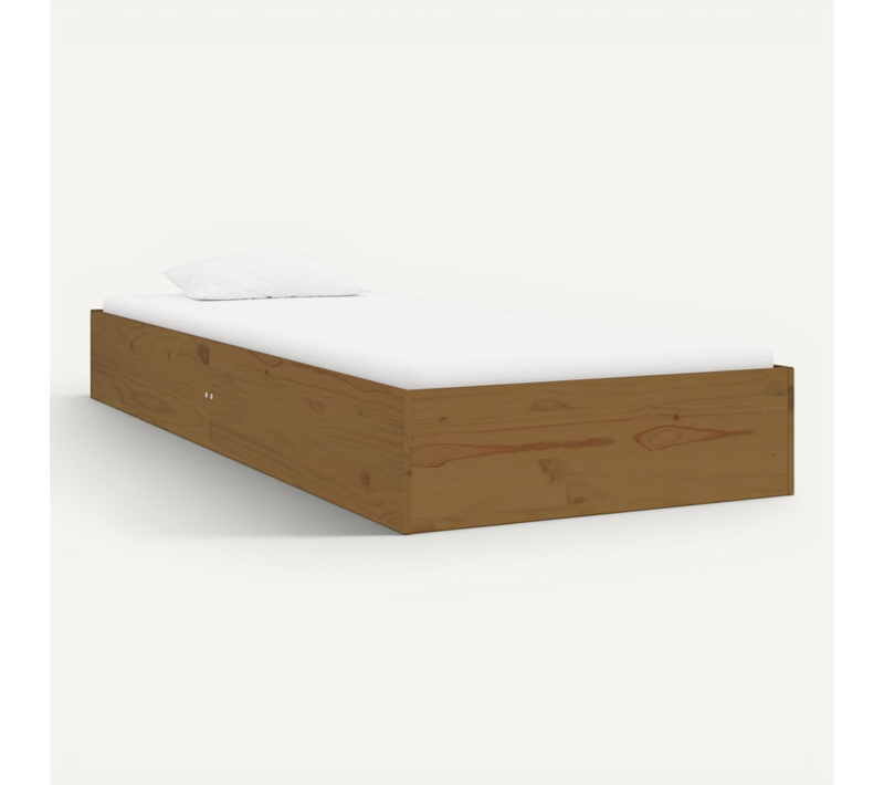 Cadre De Lit Marron Miel Bois Massif 75x190 Cm Petit Simple