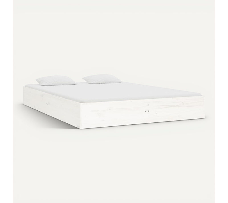 Cadre De Lit Blanc Bois Massif 120x190 Cm Petit Double