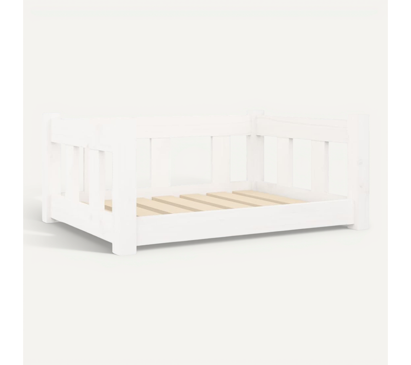 Lit Pour Chien Blanc 65,5x50,5x28 Cm Bois De Pin Solide