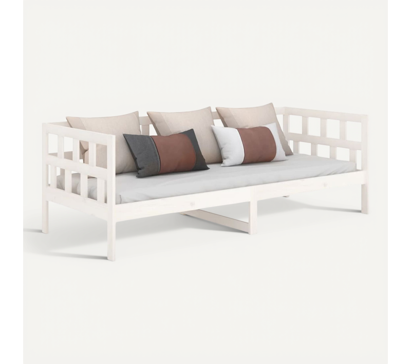 Lit De Jour Sans Matelas Blanc Bois De Pin Massif 90x190 Cm