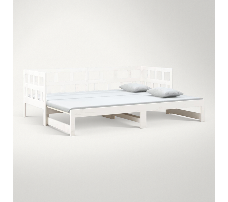 Lit Coulissant Sans Matelas Blanc 2x(80x200)cm