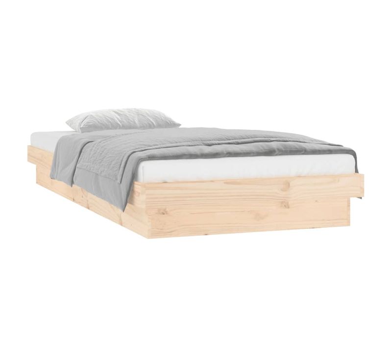 Cadre De Lit Avec LED 90x200 Cm Bois Massif Pin Avec USB Et Télécommande