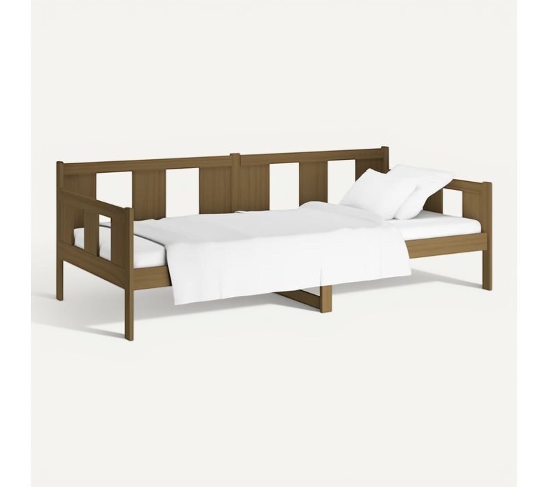 Lit De Jour Sans Matelas Marron Miel Bois Pin Massif 90x190 Cm