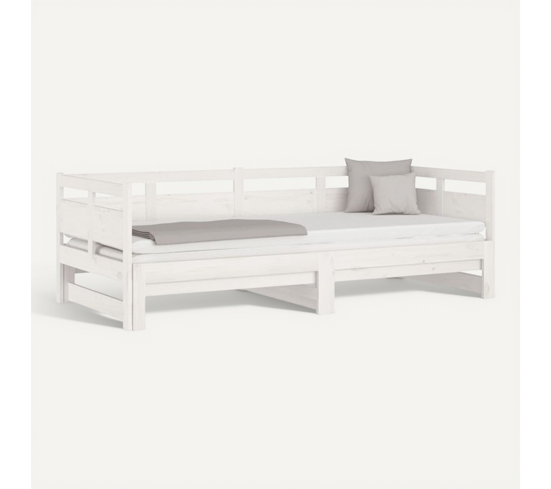 Lit Coulissant Sans Matelas Blanc 2x(90x200) Cm