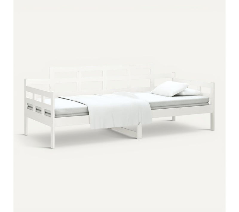 Lit De Jour Sans Matelas Blanc Bois De Pin Massif 90x190 Cm
