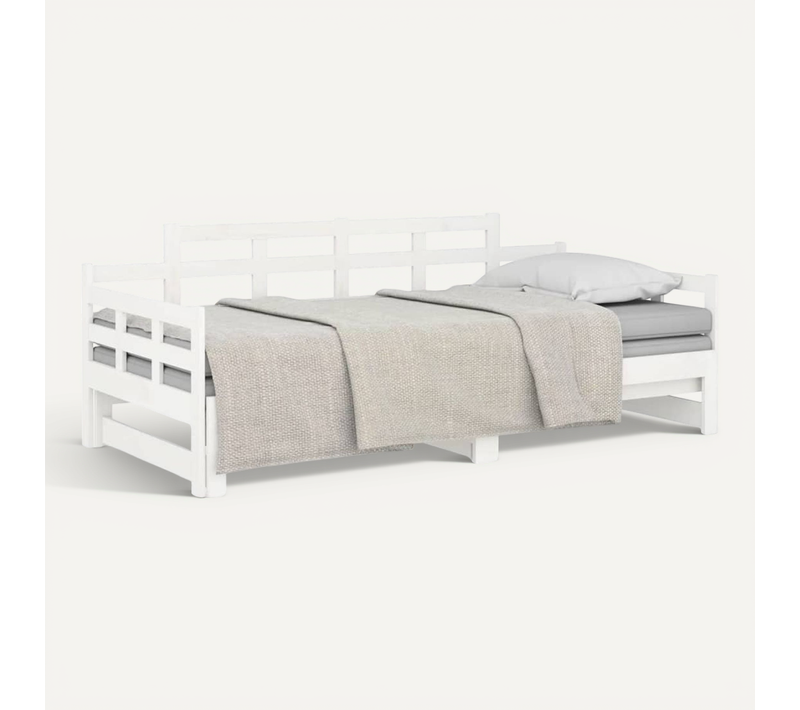 Lit Coulissant Sans Matelas Blanc 2x(90x200) Cm