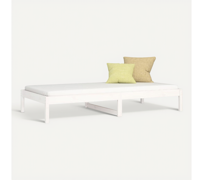 Lit De Jour Sans Matelas Blanc 90x200 Cm Bois De Pin Massif
