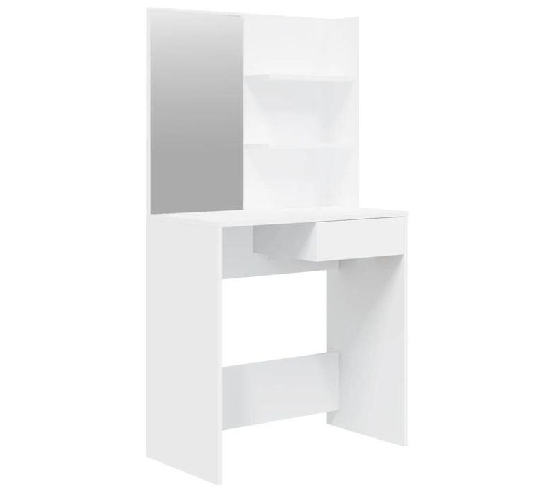 Coiffeuse Avec Miroir Blanc 74,5x40x141 Cm Table De Maquillage Meuble Cosmétique Chambre