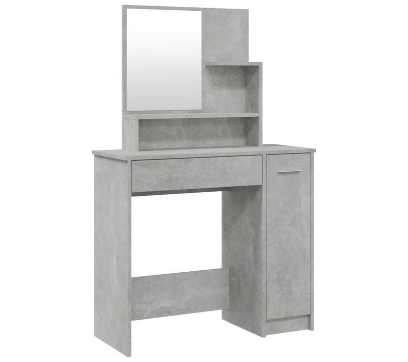 Coiffeuse Avec Miroir Gris Béton 86,5x35x136 Cm
