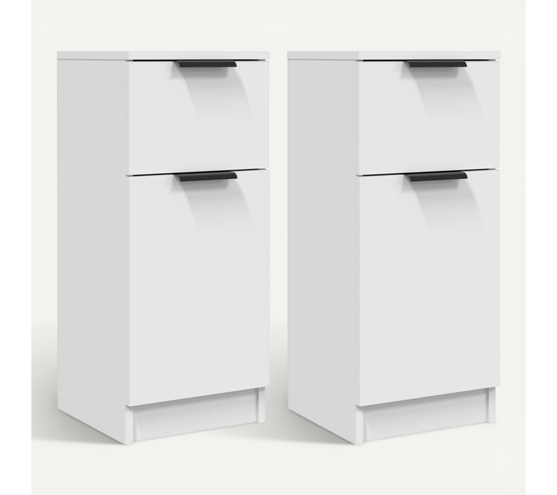 Buffets 2 Pièces Blanc 30x30x70 Cm Bois Contreplaqué
