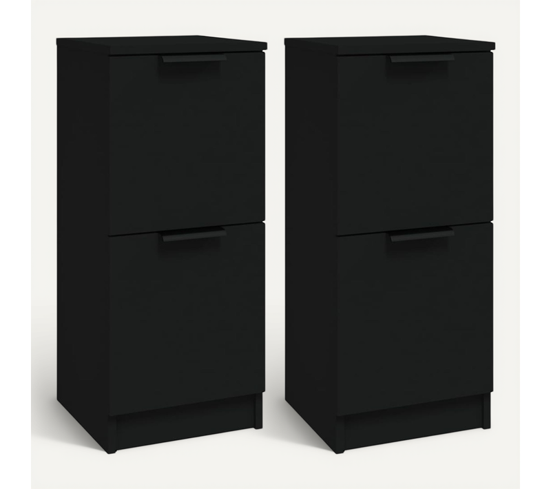 Buffets 2 Pièces Noir 30x30x70 Cm Bois Contreplaqué
