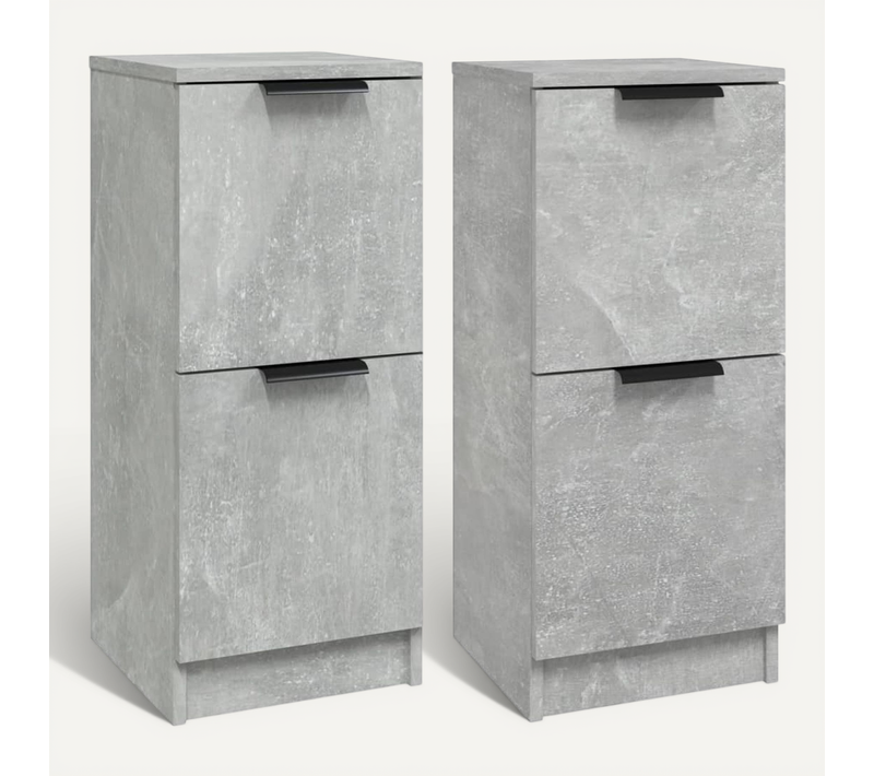 Buffets 2 Pièces Gris Béton 30x30x70 Cm Bois Contreplaqué