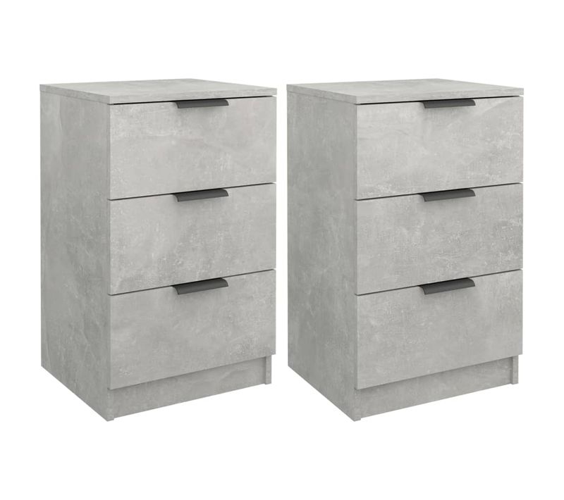 Tables De Chevet 2 Pièces Gris Béton 40x36x65 Cm