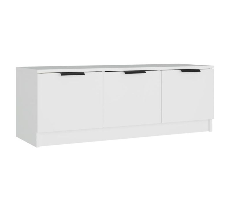 Meuble TV Blanc 102x35x36,5 Cm Bois Contreplaqué