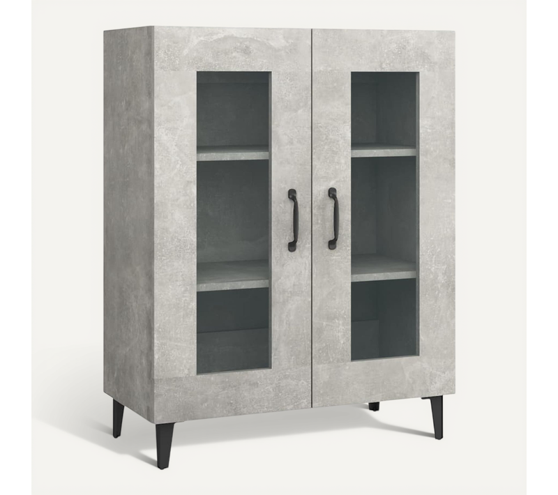 Buffet Gris Béton 69,5x34x90 Cm Bois Contreplaqué