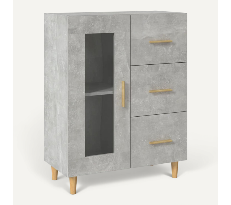 Buffet Gris Béton 69,5x34x90 Cm Bois Contreplaqué