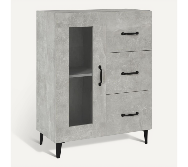 Buffet Gris Béton 69,5x34x90 Cm Bois Contreplaqué