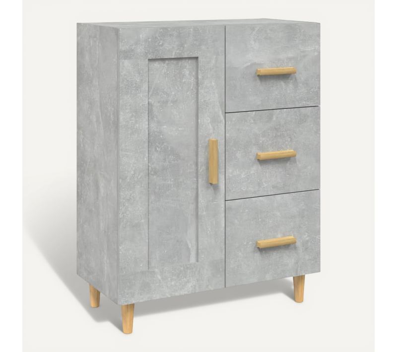 Buffet Gris Béton 69,5x34x90 Cm Bois Contreplaqué