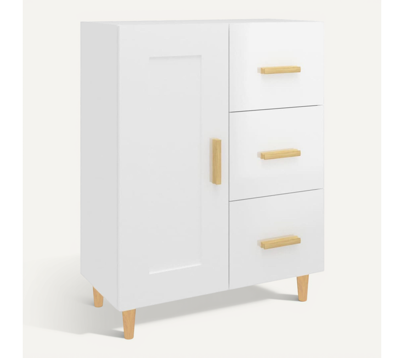 Buffet Blanc Brillant 69,5x34x90 Cm Bois Contreplaqué