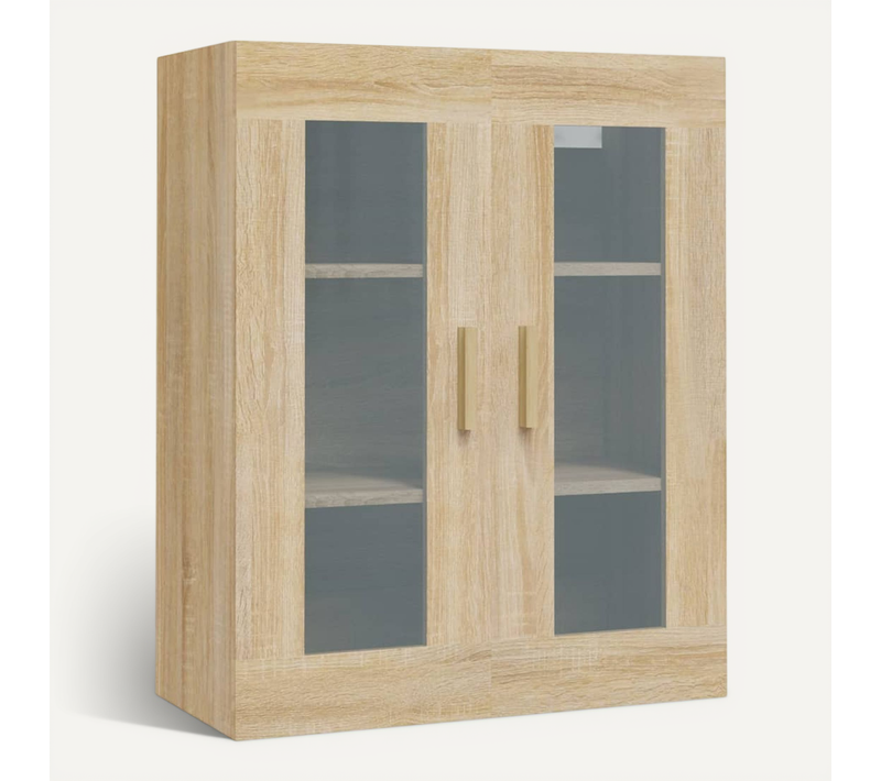 Vitrine Murale Suspendue Chêne Sonoma 69,5x34x90 Cm