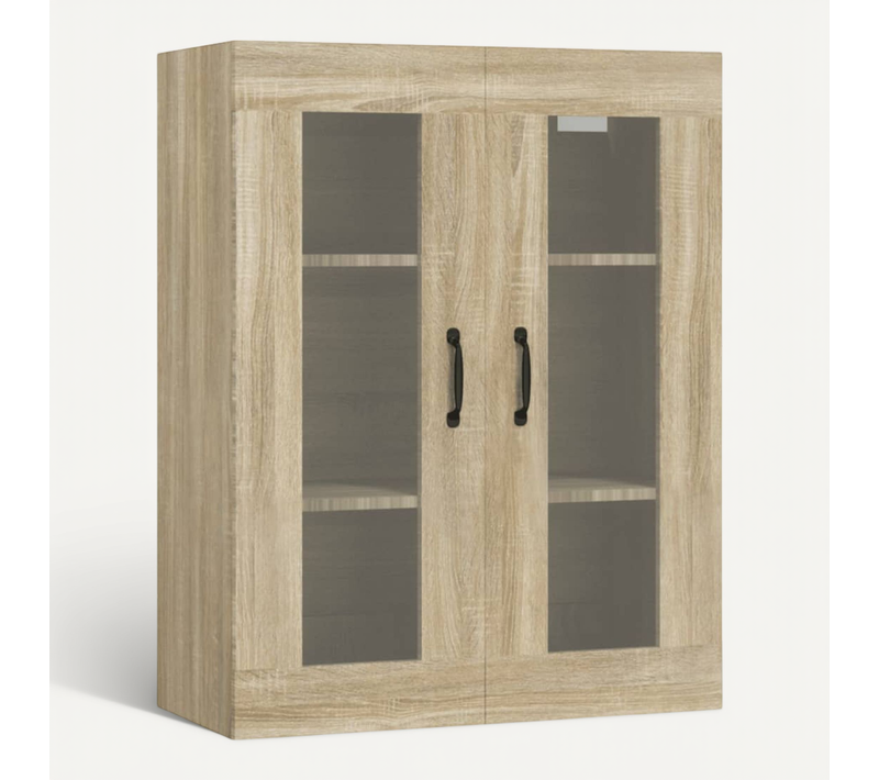 Vitrine Murale Suspendue Chêne Sonoma 69,5x34x90 Cm