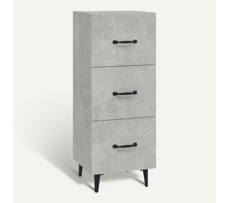 Buffet Gris Béton 34,5x34x90 Cm Bois Contreplaqué