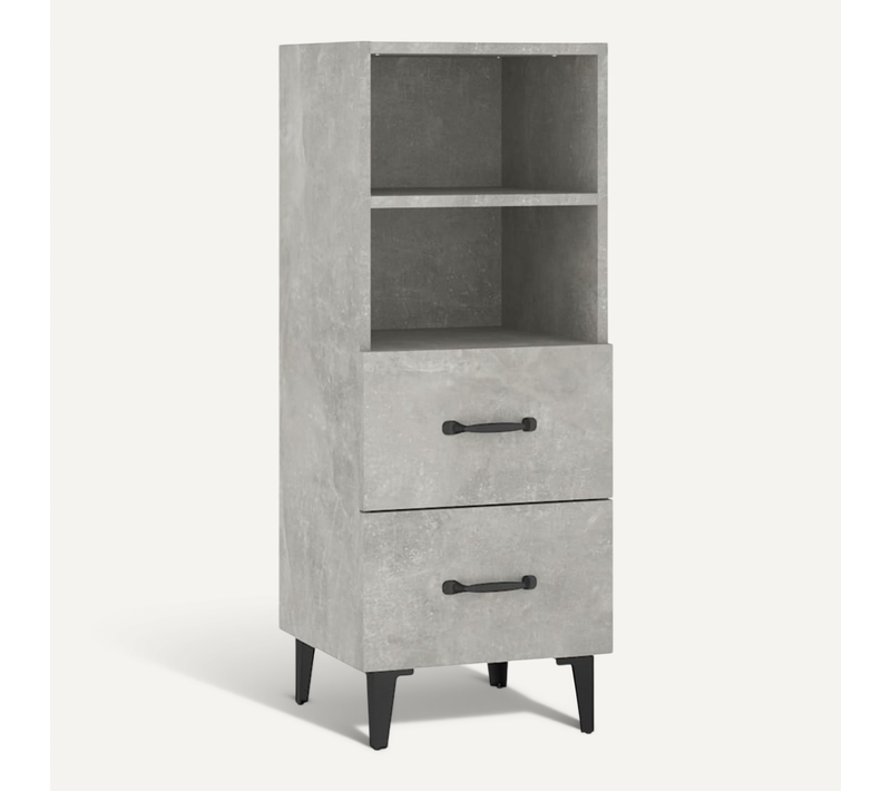 Buffet Gris Béton 34,5x34x90 Cm Bois Contreplaqué