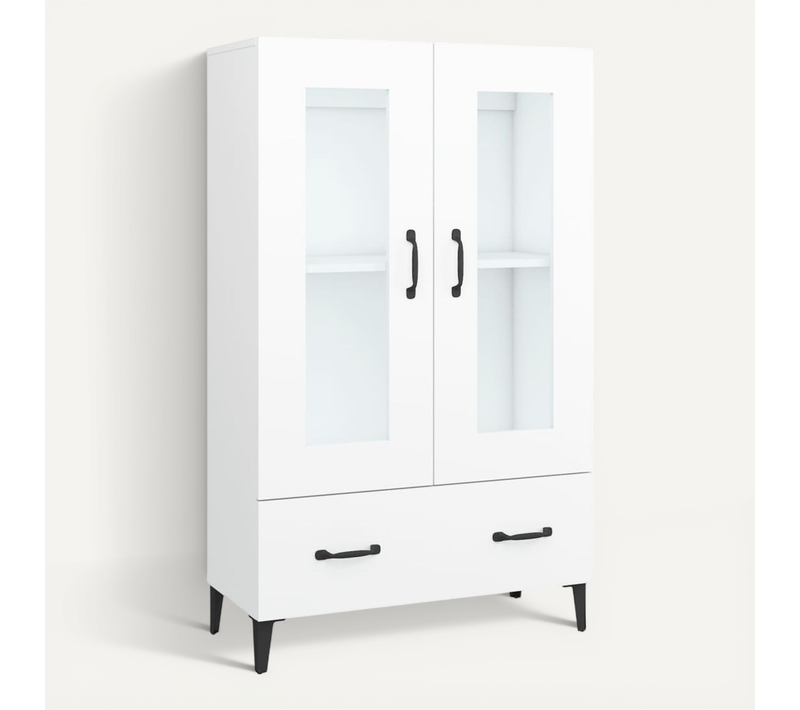Buffet Haut Blanc 70x31x115 Cm Bois Contreplaqué