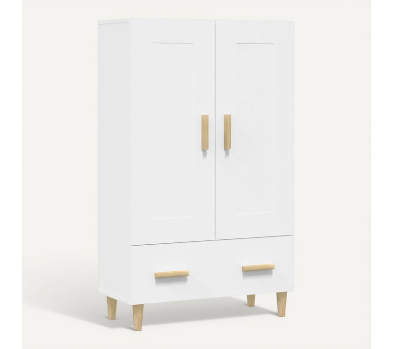 Buffet Haut Blanc 70x31x115 Cm Bois Contreplaqué