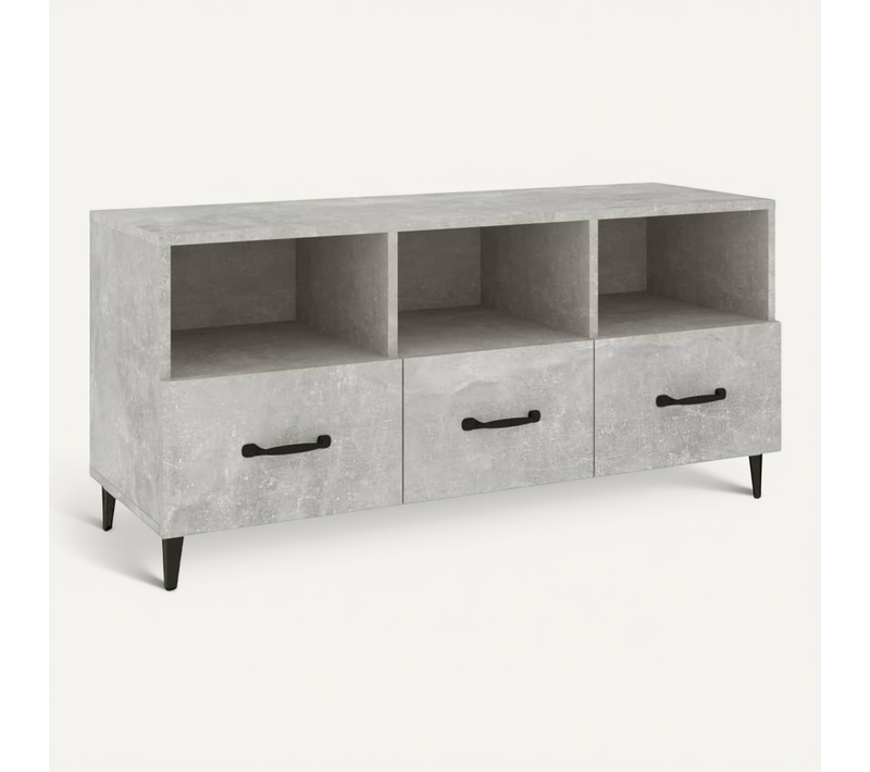Meuble TV Gris Béton 102x35x50 Cm Bois Contreplaqué