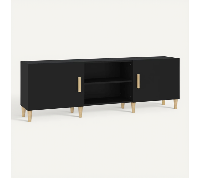 Meuble TV Noir 150x30x50 Cm Bois Contreplaqué