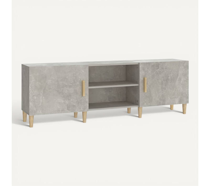 Meuble TV Gris Béton 150x30x50 Cm Bois Contreplaqué