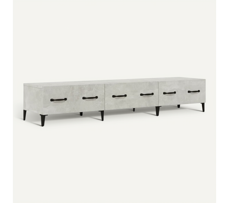 Meuble TV Gris Béton 150x34,5x30 Cm Bois Contreplaqué