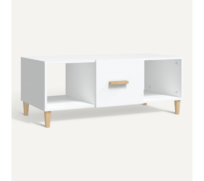 Table Basse Blanc 102x50x40 Cm Bois Contreplaqué