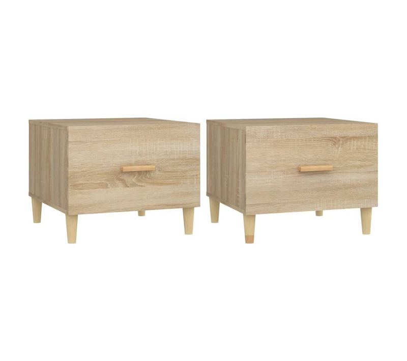 Bout de canapé 2 Pièces Chêne Sonoma 50x50x40 Cm Bois Contreplaqué