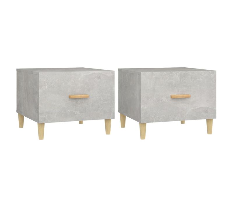 Bout de canapé 2 Pièces Gris Béton 50x50x40 Cm Bois Contreplaqué