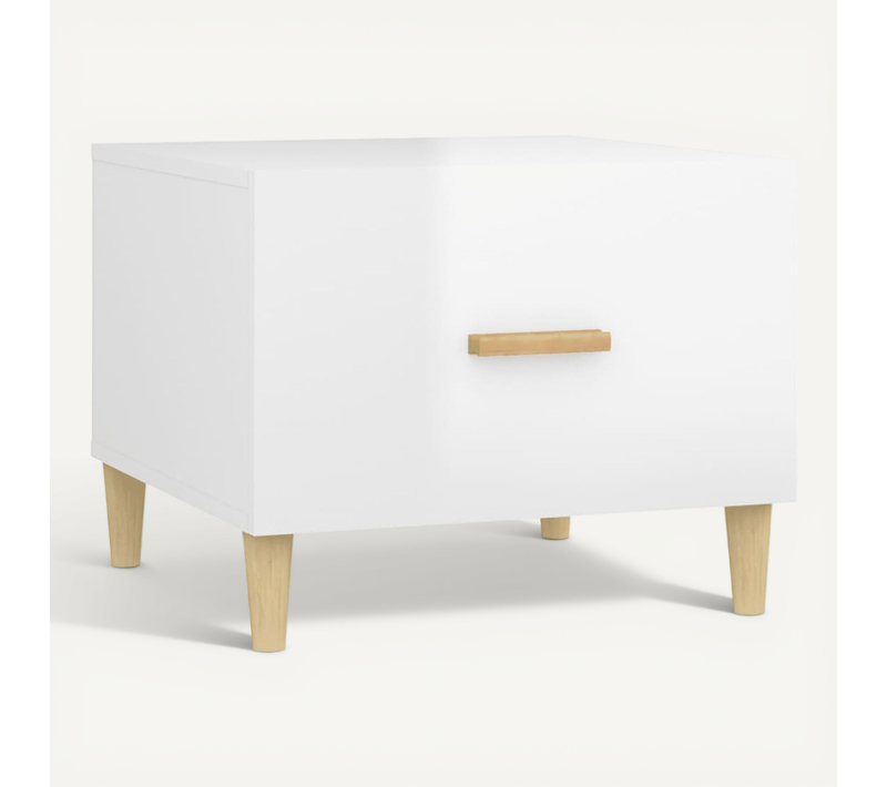 Table Basse Blanc Brillant 50x50x40 Cm Bois Contreplaqué