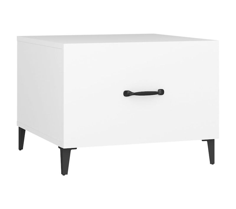 Table Basse Avec Pieds En Métal Blanc 50x50x40 Cm