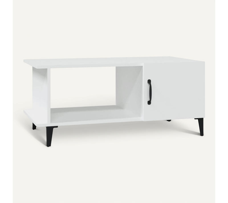 Table Basse Blanc 90x50x40 Cm Bois Contreplaqué