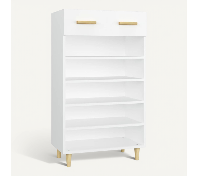 Armoire à Chaussures Blanc 60x35x105 Cm Bois Contreplaqué