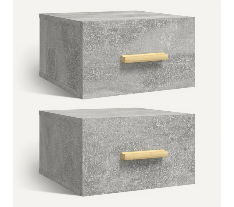 Tables De Chevet Murales 2 Pièces Gris Béton 35x35x20 Cm