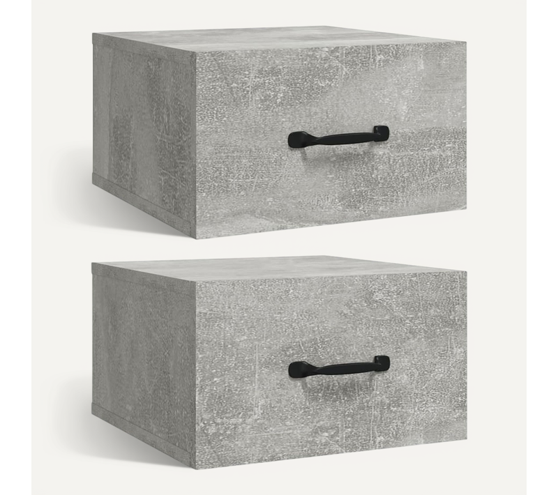 Tables De Chevet Murales 2 Pièces Gris Béton 35x35x20 Cm