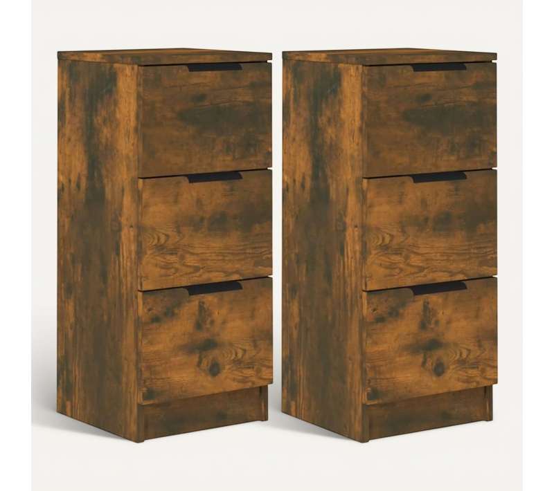 Buffets 2 Pièces Chêne Fumé 30x30x70 Cm Bois Contreplaqué